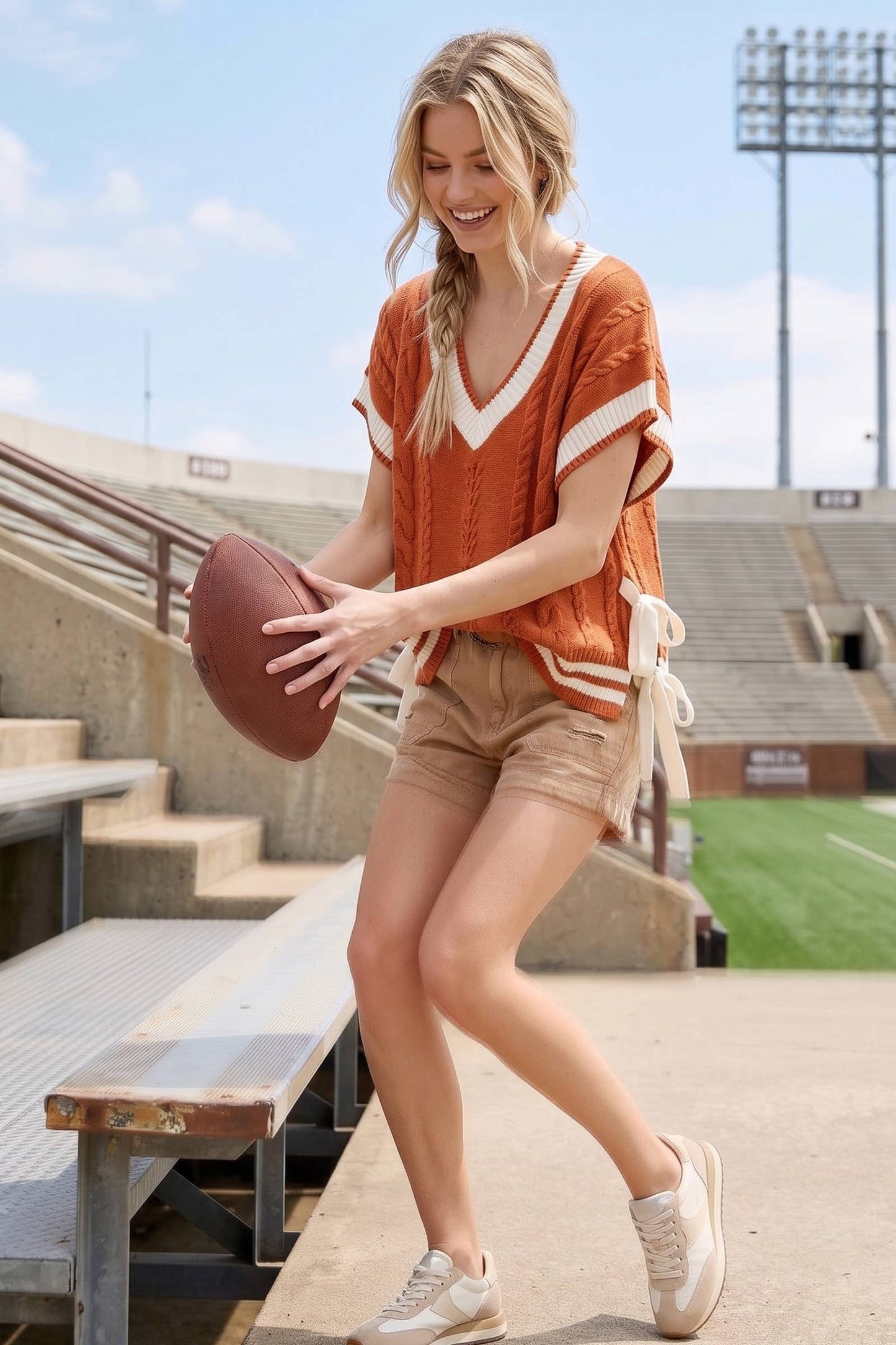 Cable Knit Varsity Sweater Vest