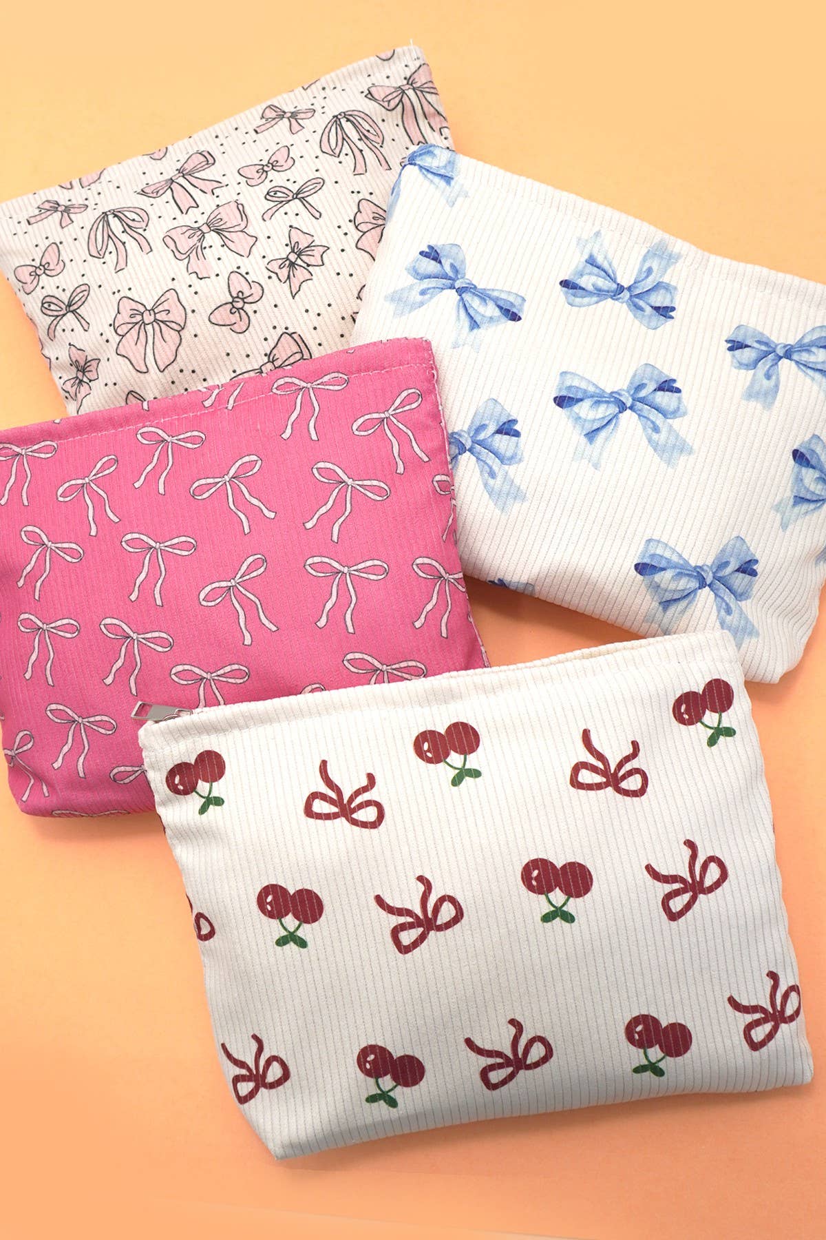TRAVEL BOW CHERRY COSMETIC MAKEUP POUCH BAG