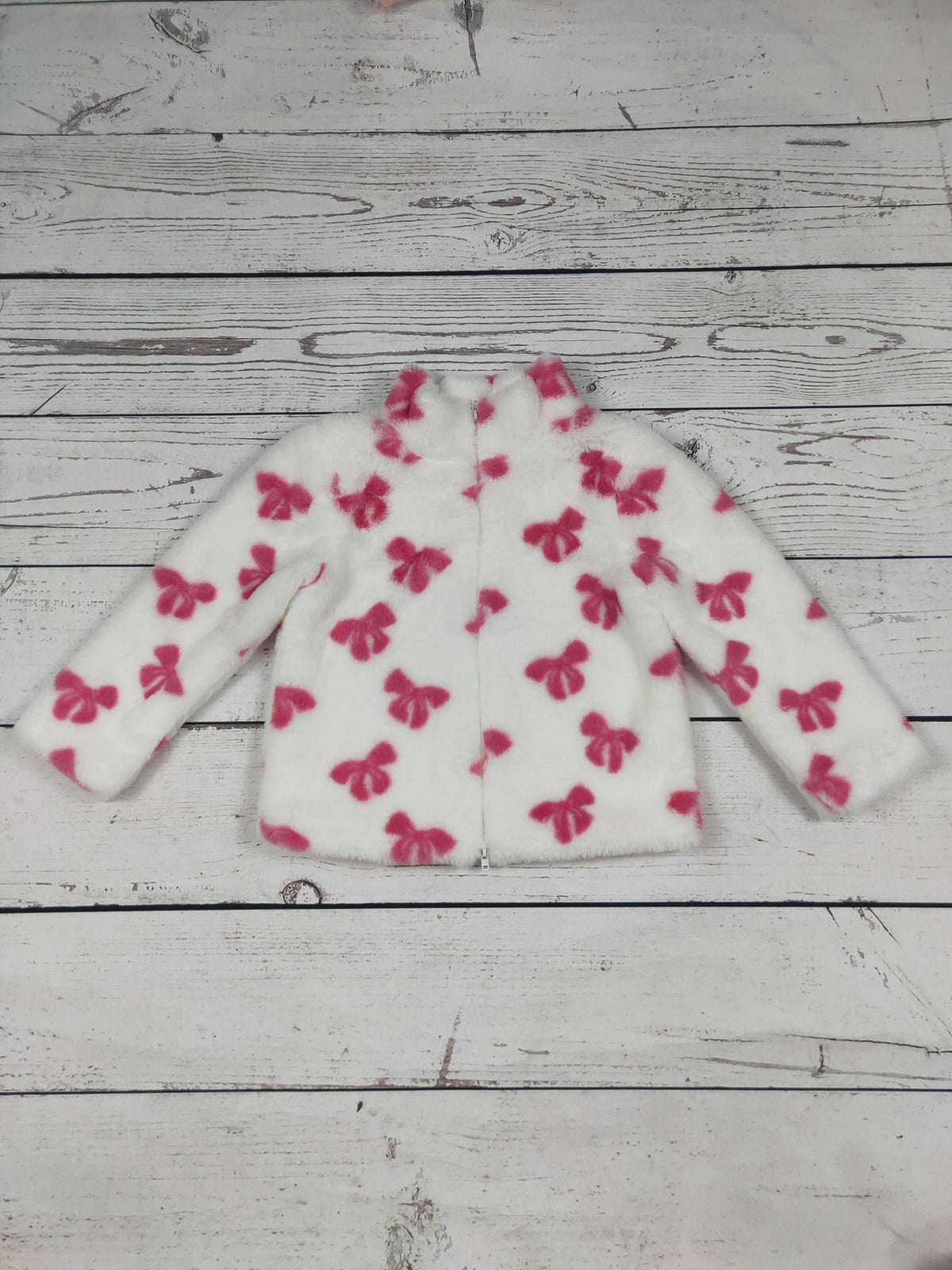 Pink Bow Printed Girls Jacket