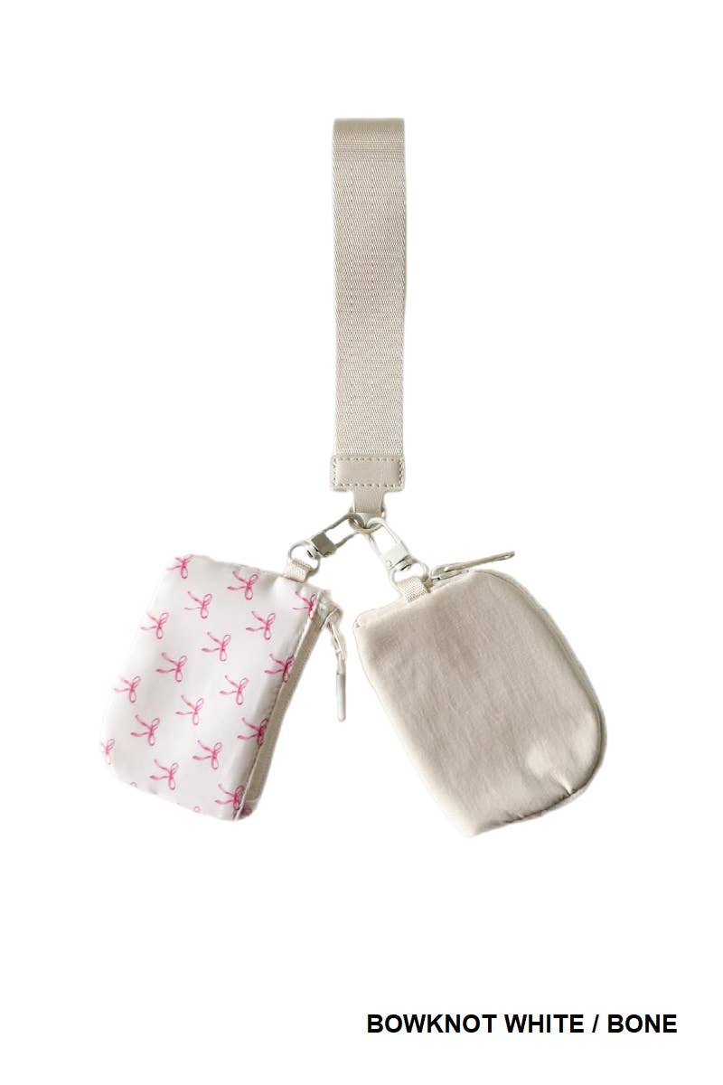 Dual Pouch Wristlet Keychain Wallet