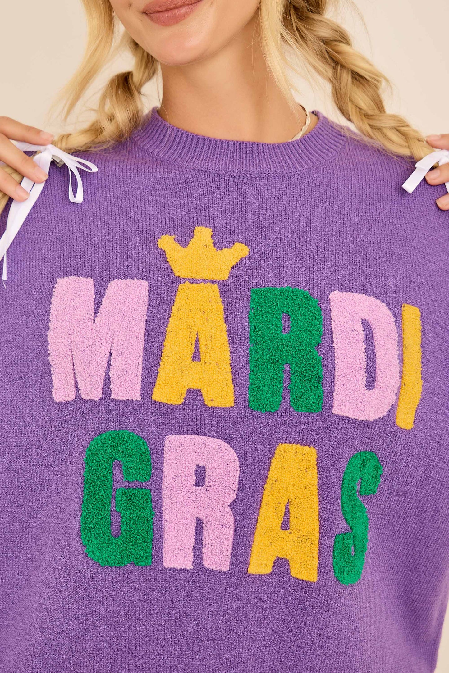 Mardi Gras Lettering Sweater