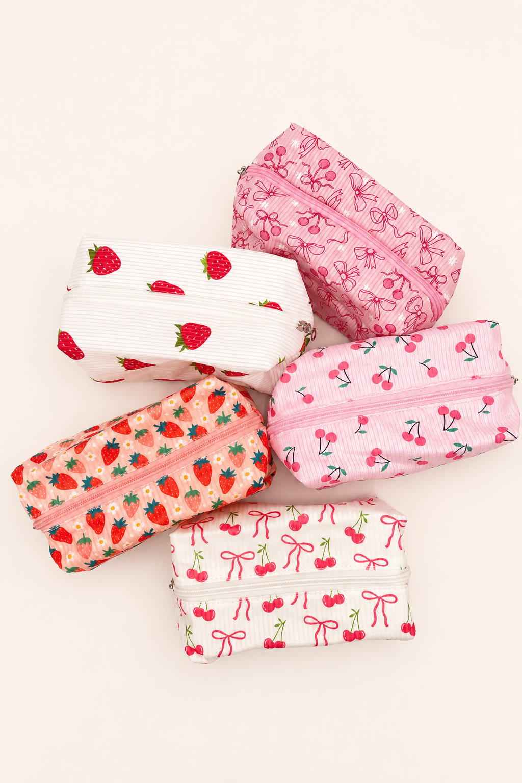 STRAWBERRY WESTERN BOW MAKEUP COSMETIC POUCH BAG