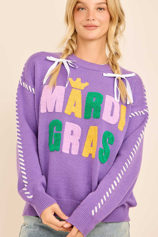 Mardi Gras Lettering Sweater