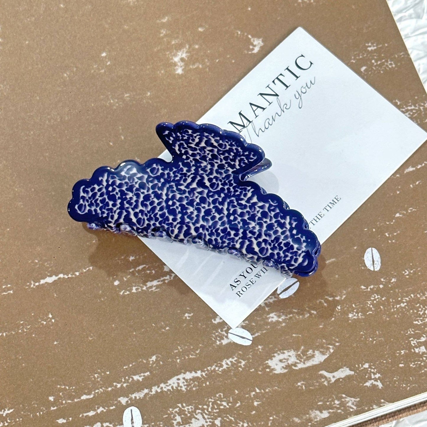 VINTAGE PORCELAIN STYLE HALF MOON HAIR CLAW CLIPS