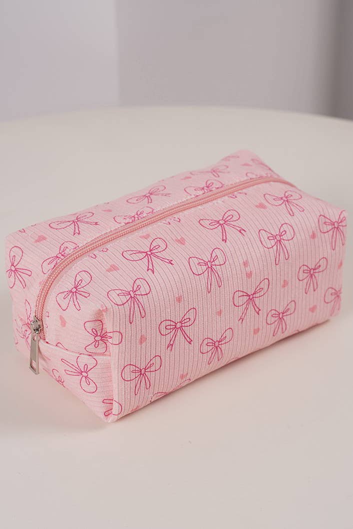 STRAWBERRY WESTERN BOW MAKEUP COSMETIC POUCH BAG