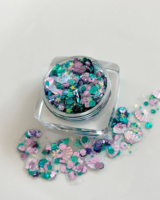 Mermaid Scales and Seashell Summer Face and Body Glitter Gel