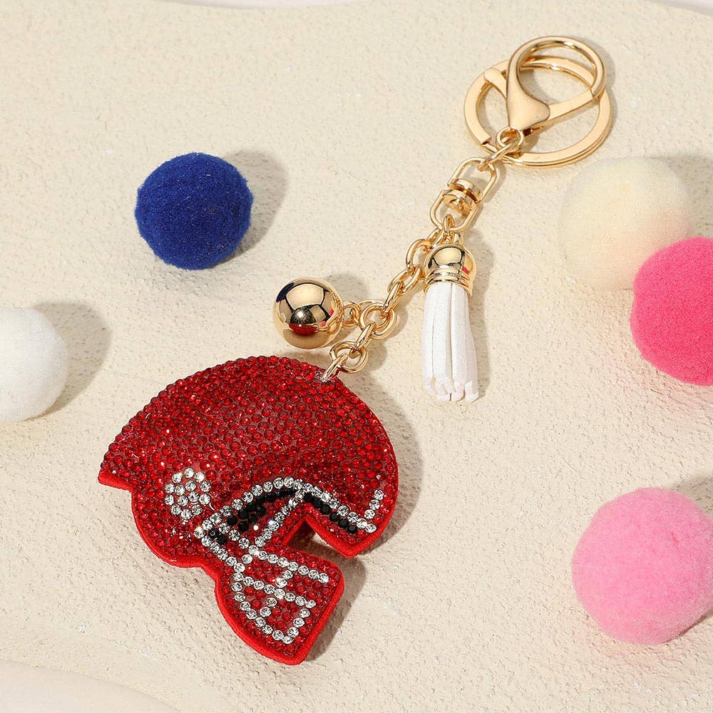 Bling Studded Football Helmet Keychain / Bag Charm