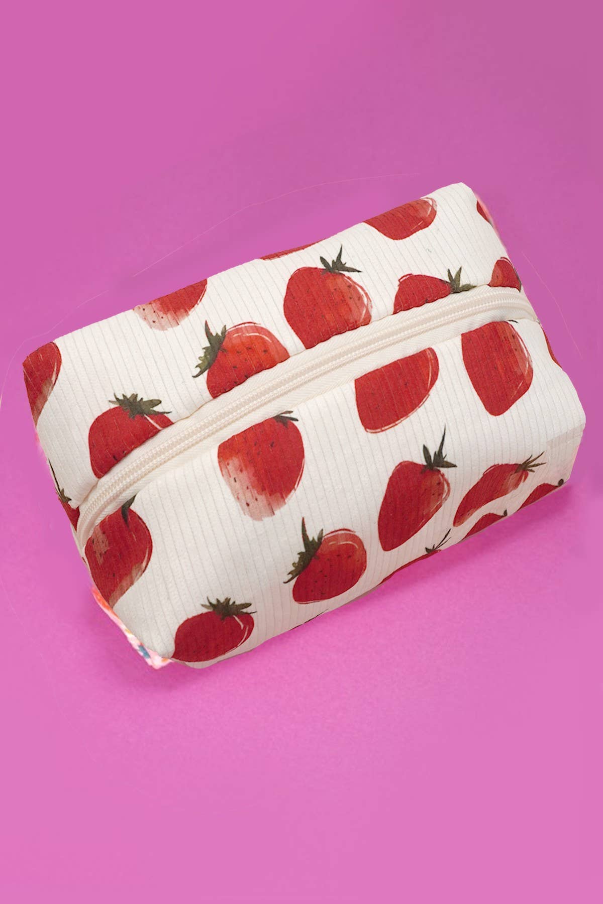 STRAWBERRY WESTERN BOW MAKEUP COSMETIC POUCH BAG