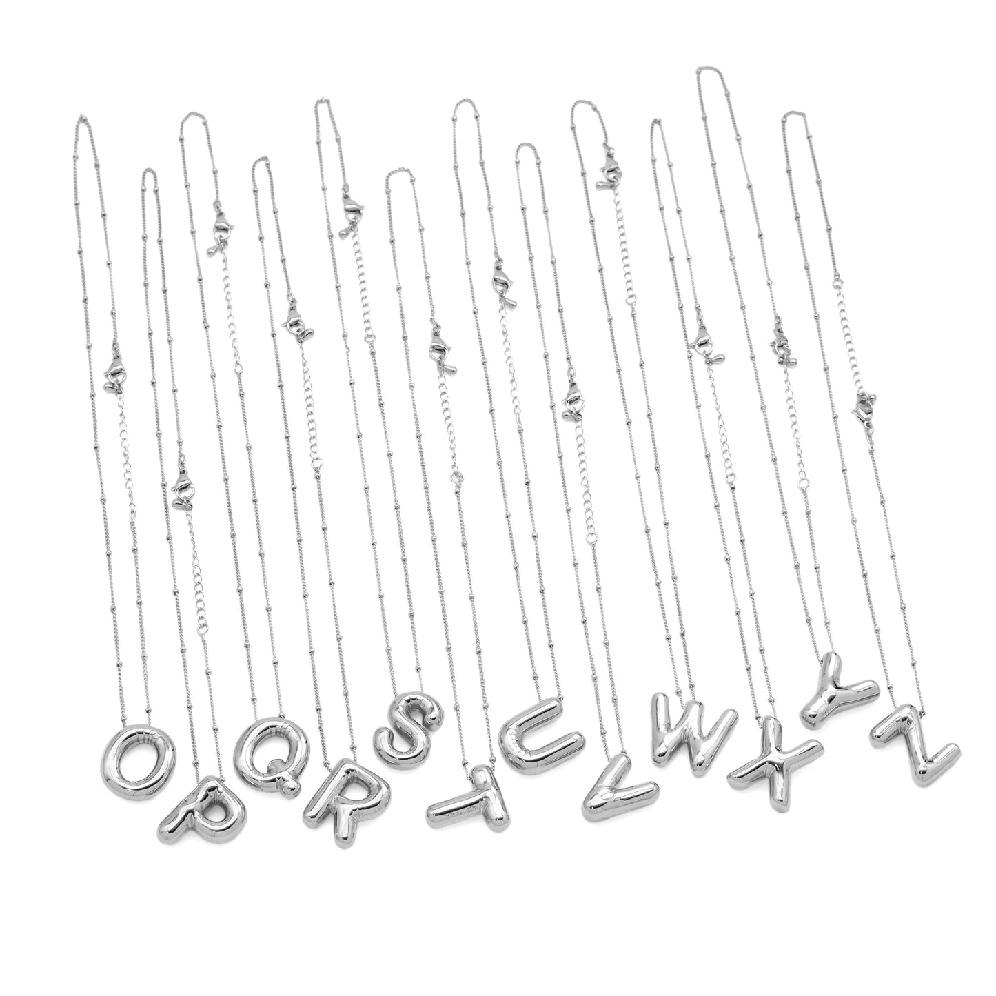 Balloon Bubble Initial Letter Charm Necklace