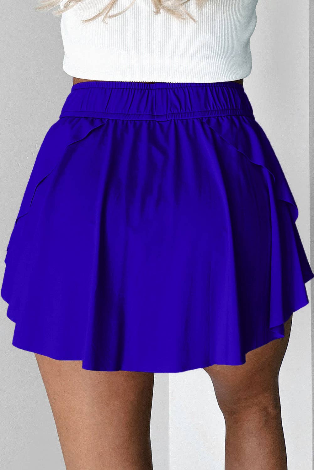 Drawstring Elastic Waist Lined Tennis Skort