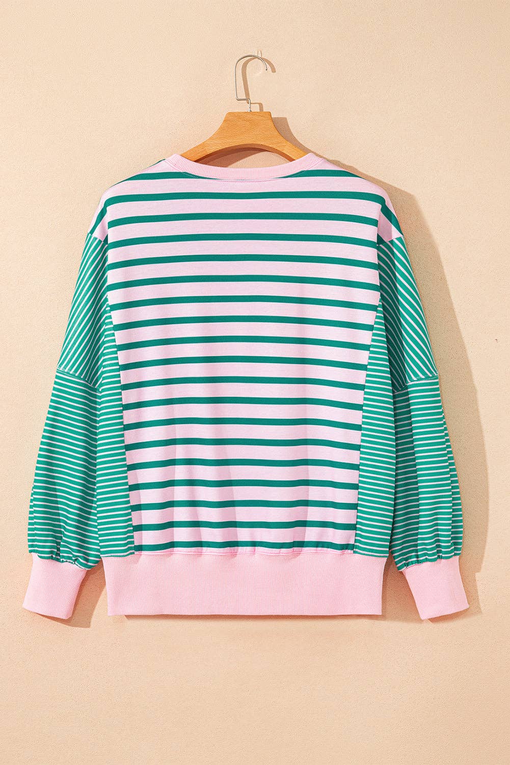 Stripe Colorblock Patchwork Side Slit Sweatshirt