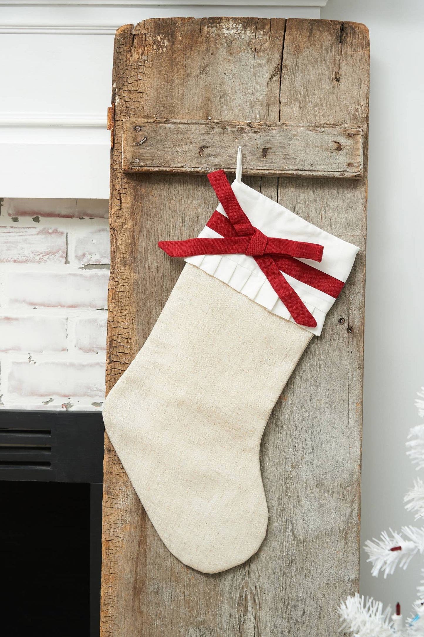 Christmas White Linen Stocking