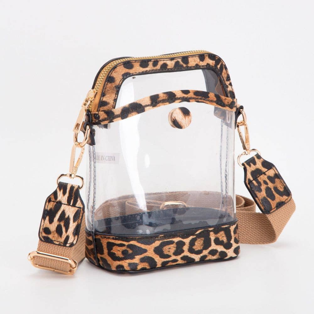 Buttoned Up Clear Purse Leopard