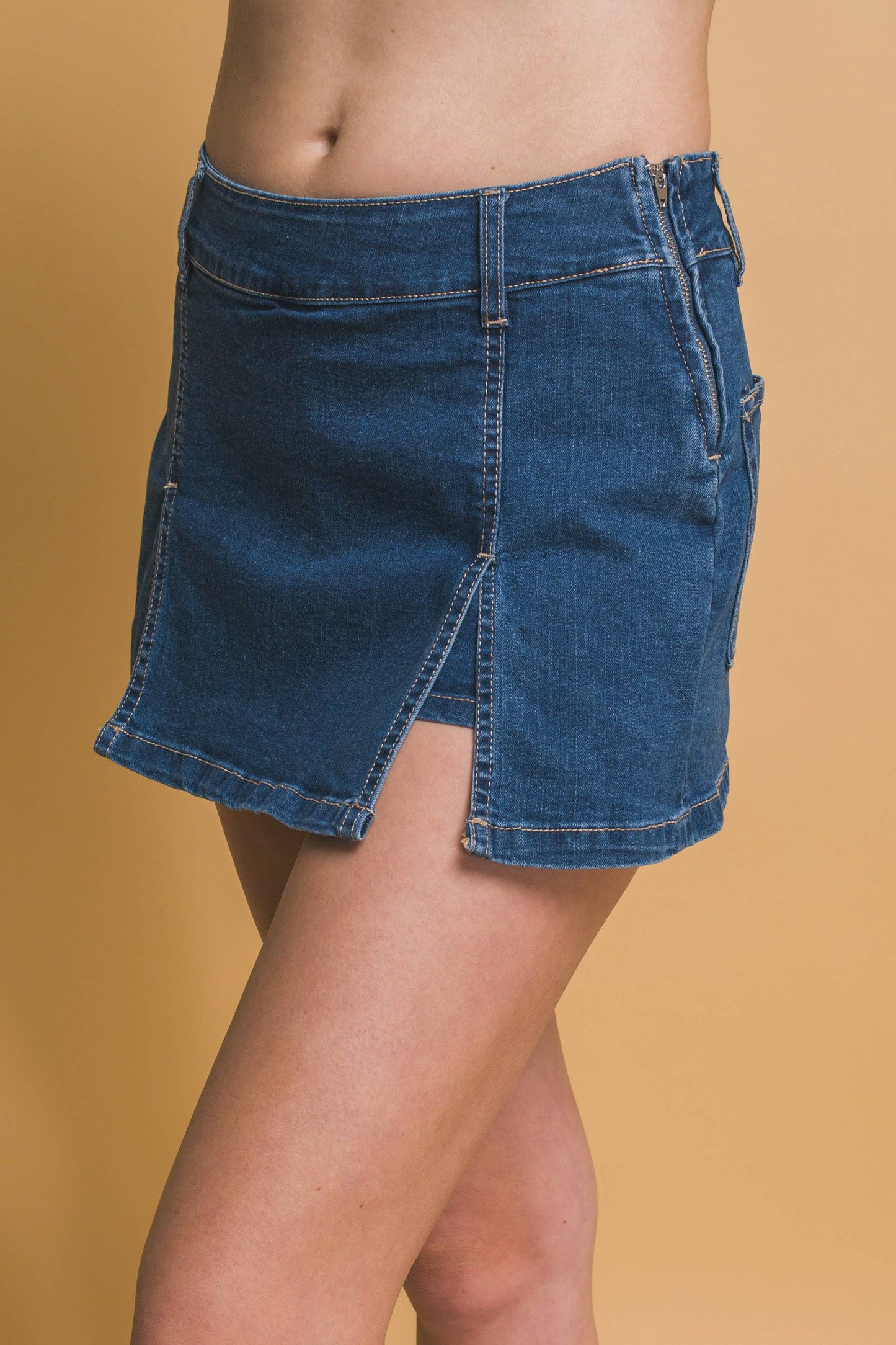 Double Side Slit Denim Skort