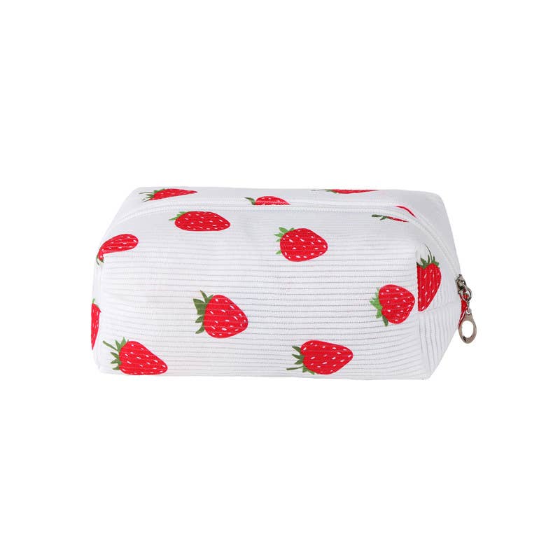 STRAWBERRY WESTERN BOW MAKEUP COSMETIC POUCH BAG
