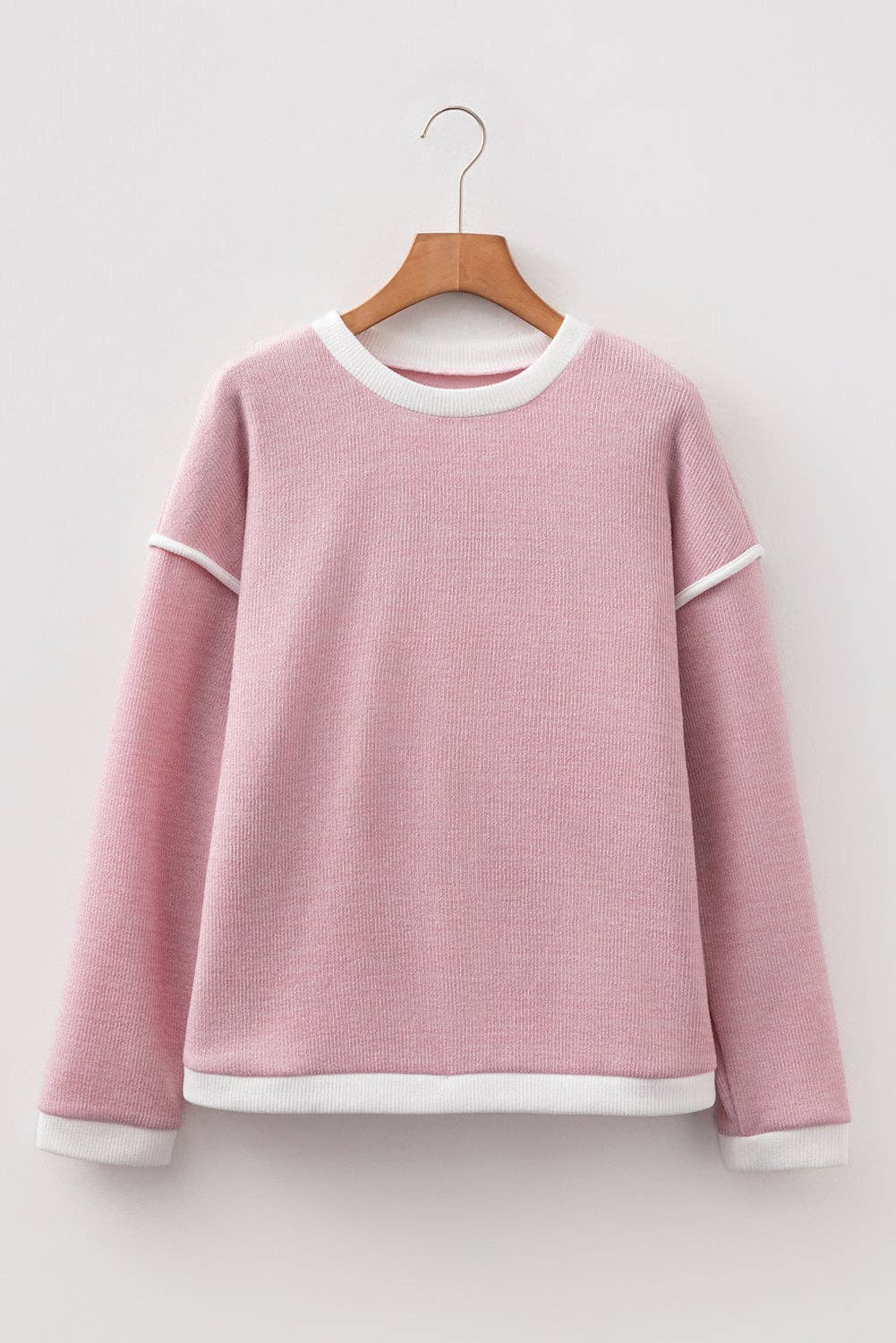 Contrast Trim Knit Drop Shoulder Top