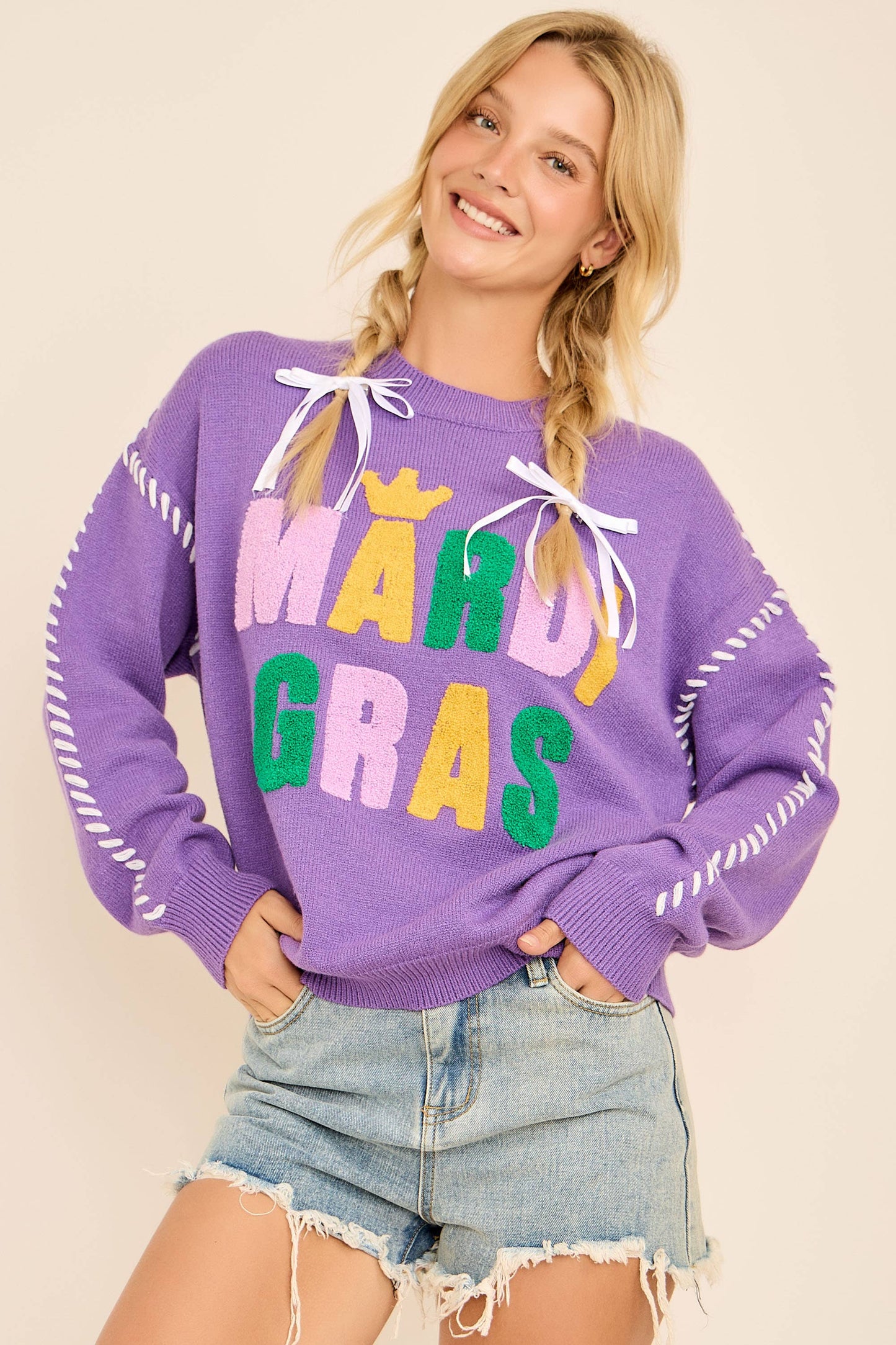 Mardi Gras Lettering Sweater