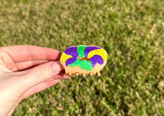 Mini Mardi Gras King Cake Custom Claw Clip