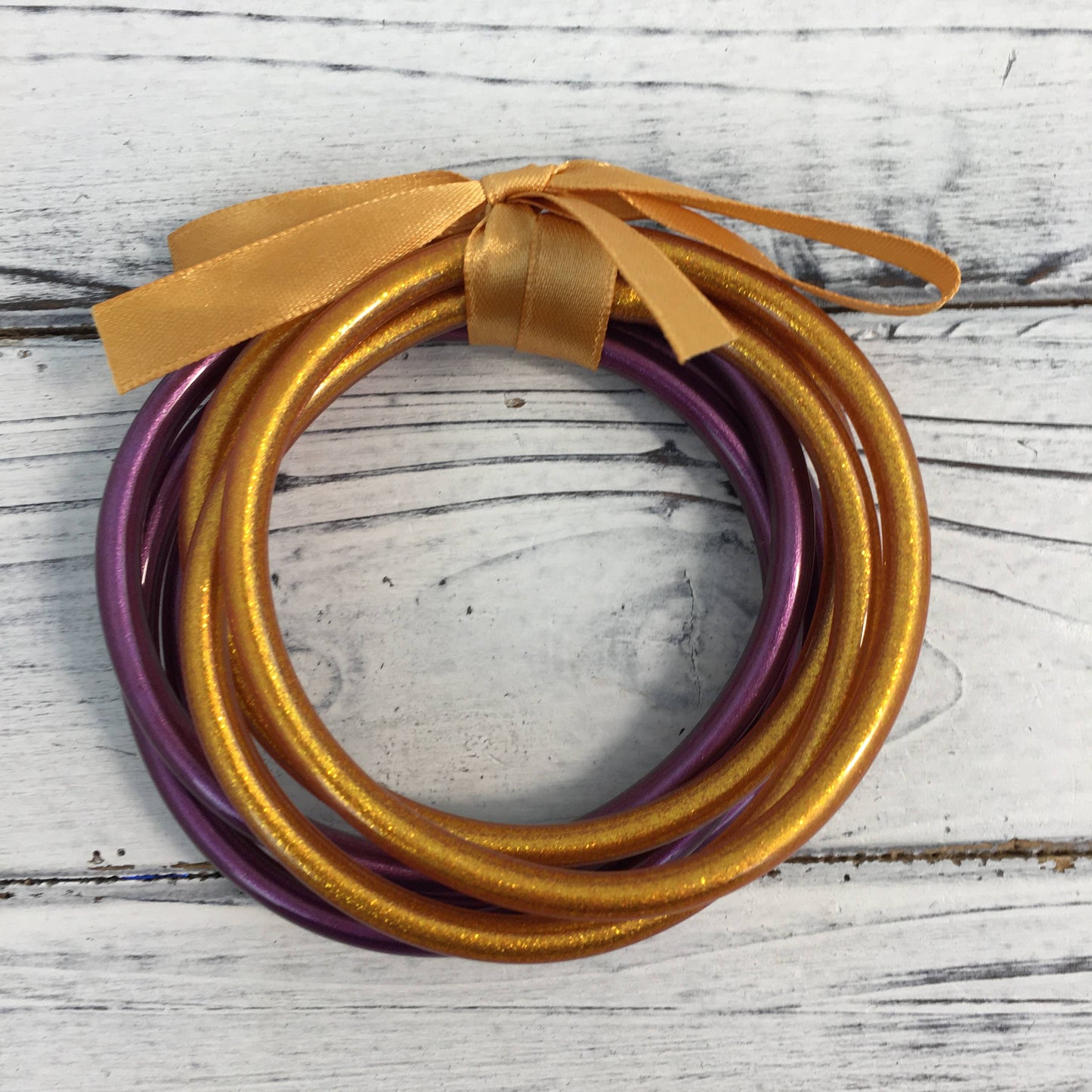 Purple and Gold Bangle Bracelet Set