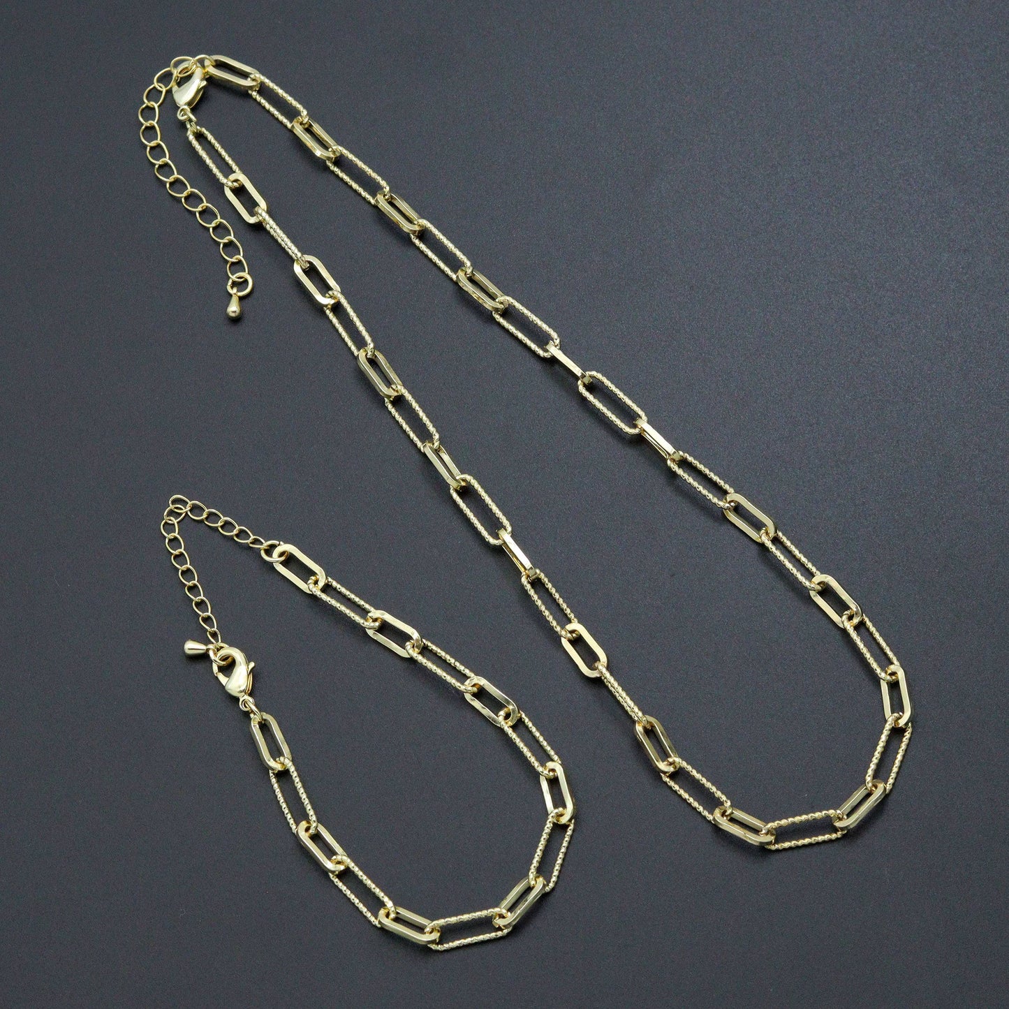 Gold Silver mixed paperclip Chain Necklace
