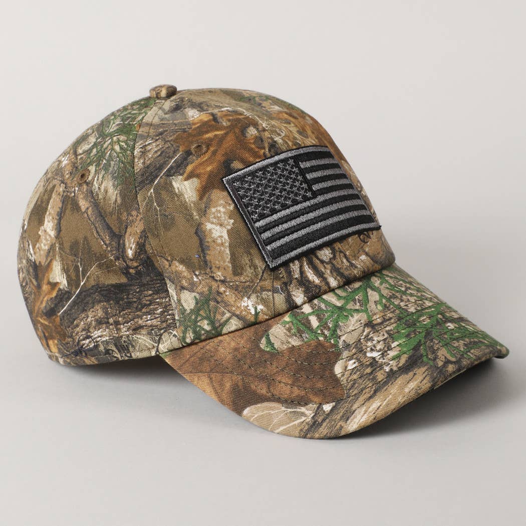 USA Flag Embroidery Patch Camo Cap