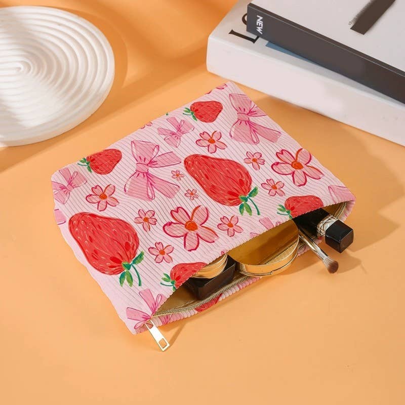 TRAVEL BOW CHERRY COSMETIC MAKEUP POUCH BAG
