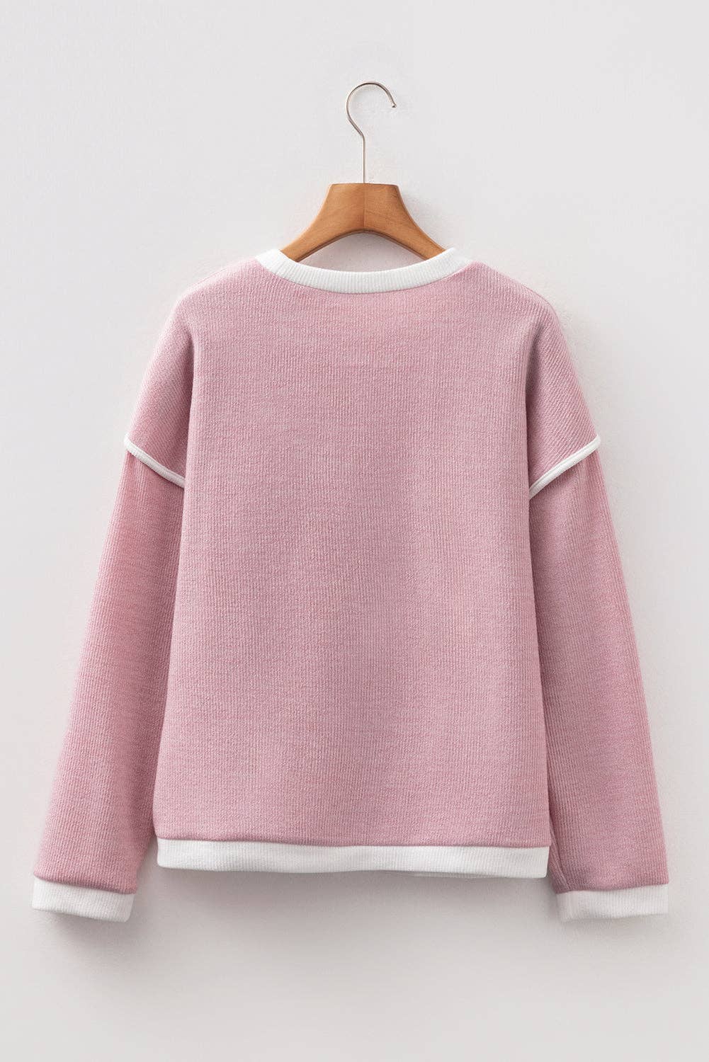 Contrast Trim Knit Drop Shoulder Top