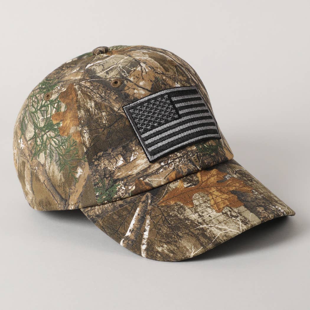 USA Flag Embroidery Patch Camo Cap