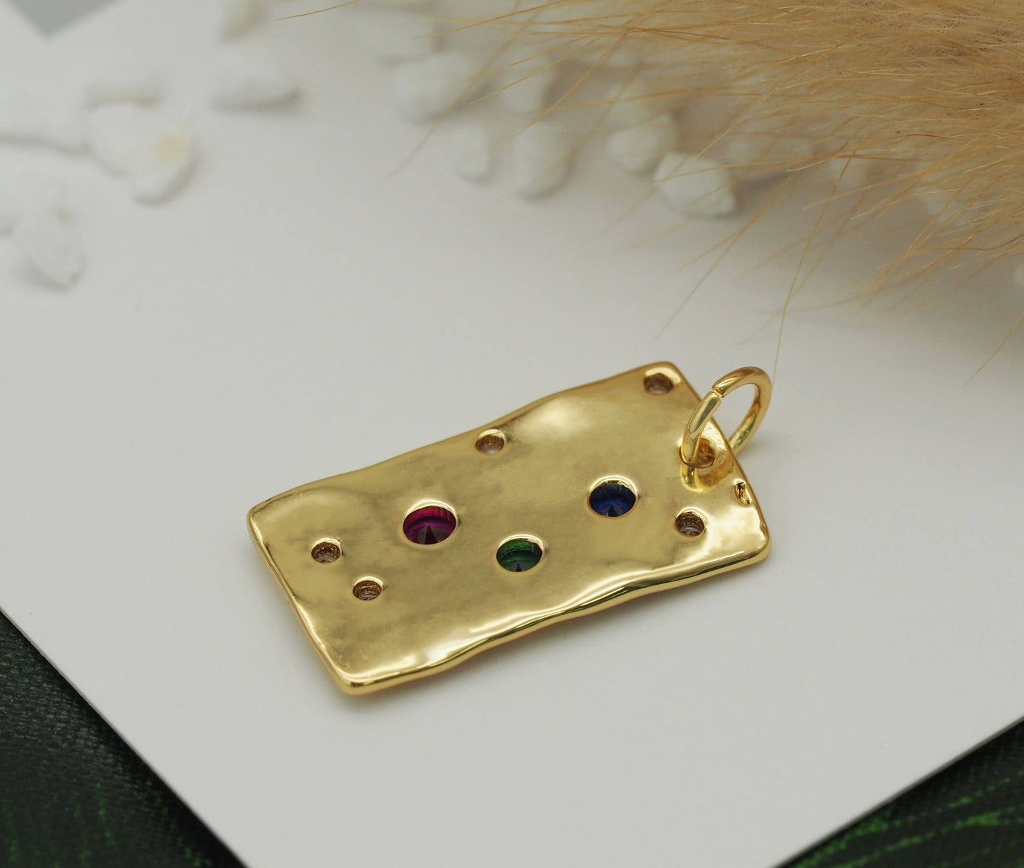 Colorful CZ Rectangle Charm