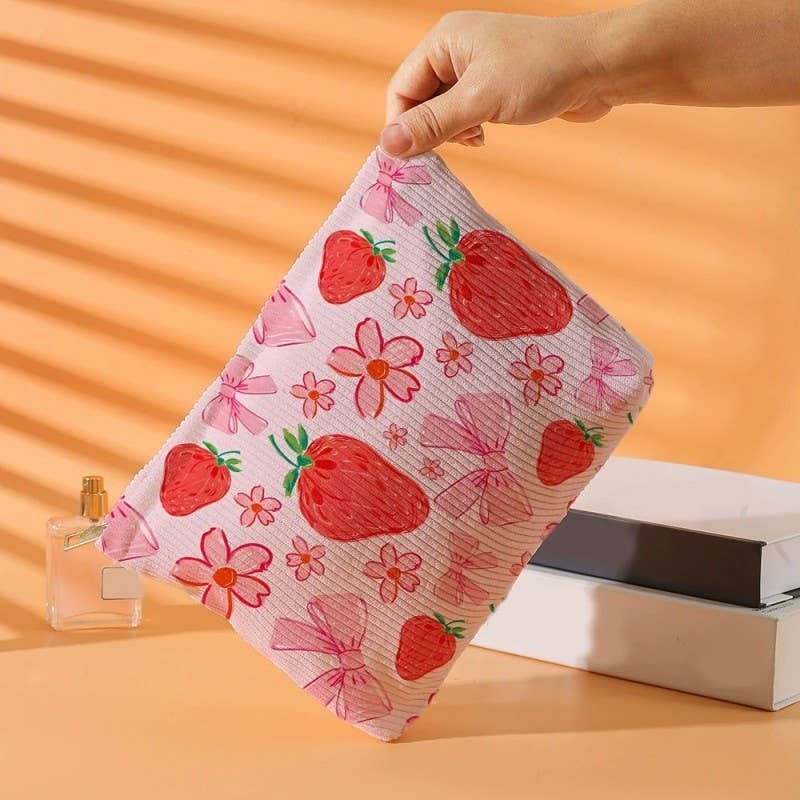 TRAVEL BOW CHERRY COSMETIC MAKEUP POUCH BAG