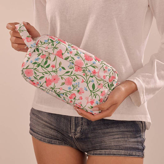 BOTANICAL FLORAL COSMETIC POUCH BAG