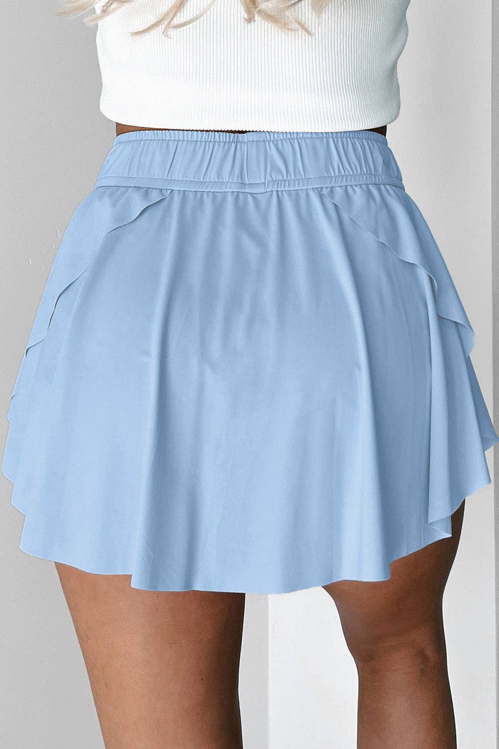 Drawstring Elastic Waist Lined Tennis Skort