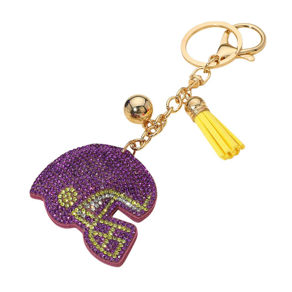 Bling Studded Football Helmet Keychain / Bag Charm