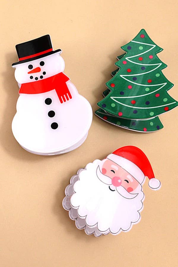 CHRISTMAS SANTA HAIR CLAW CLIPS