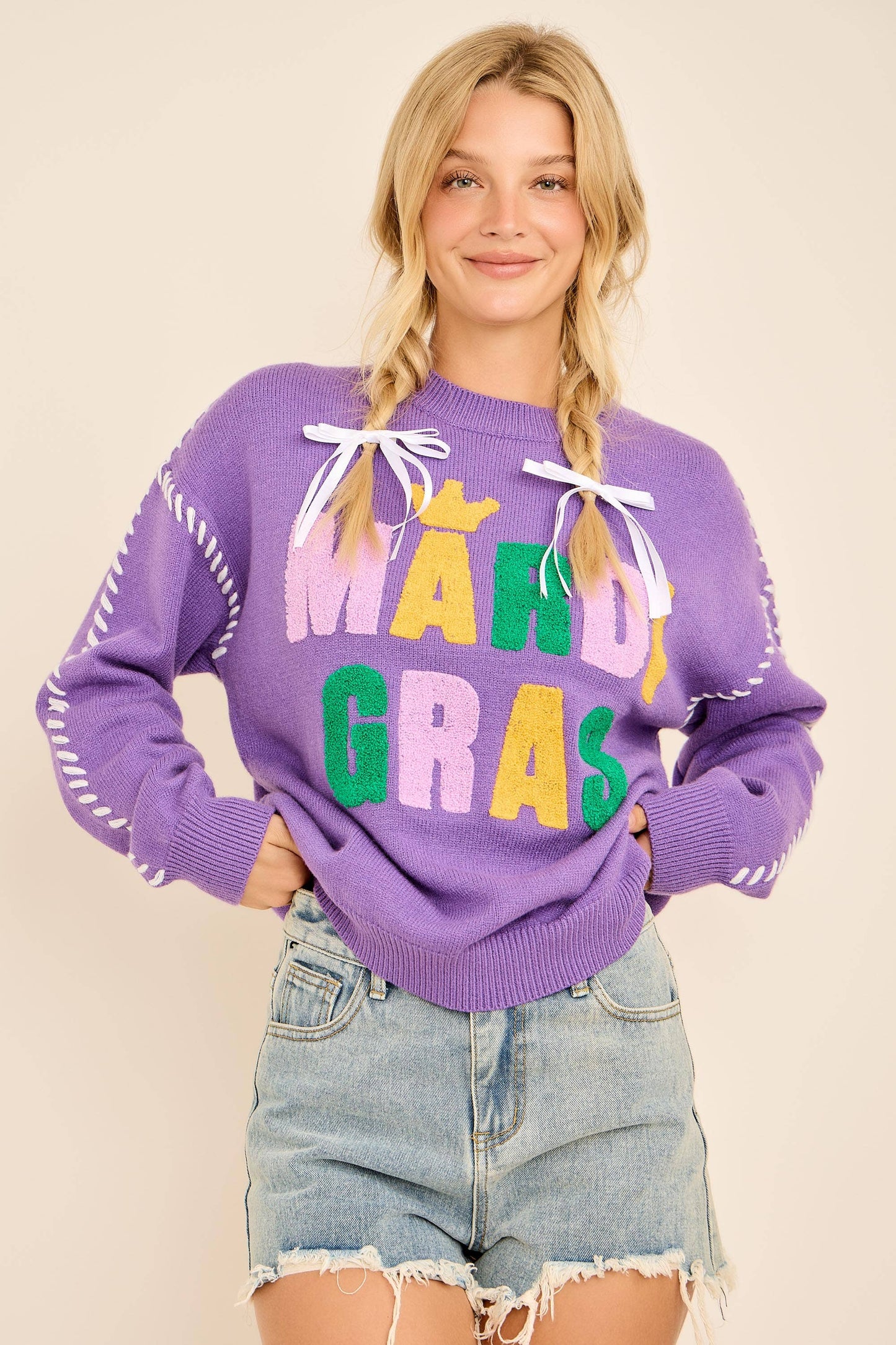 Mardi Gras Lettering Sweater