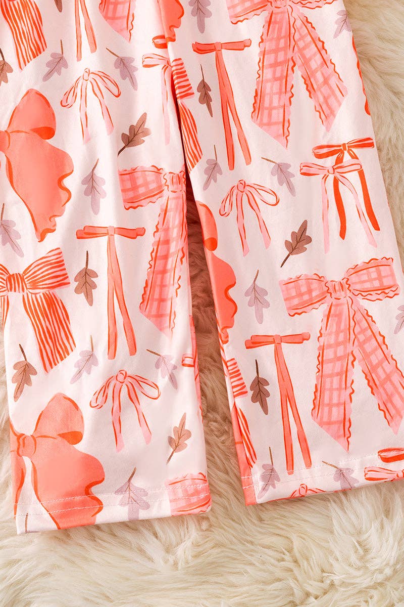 Coral coquette printed girls romper/long sleeve
