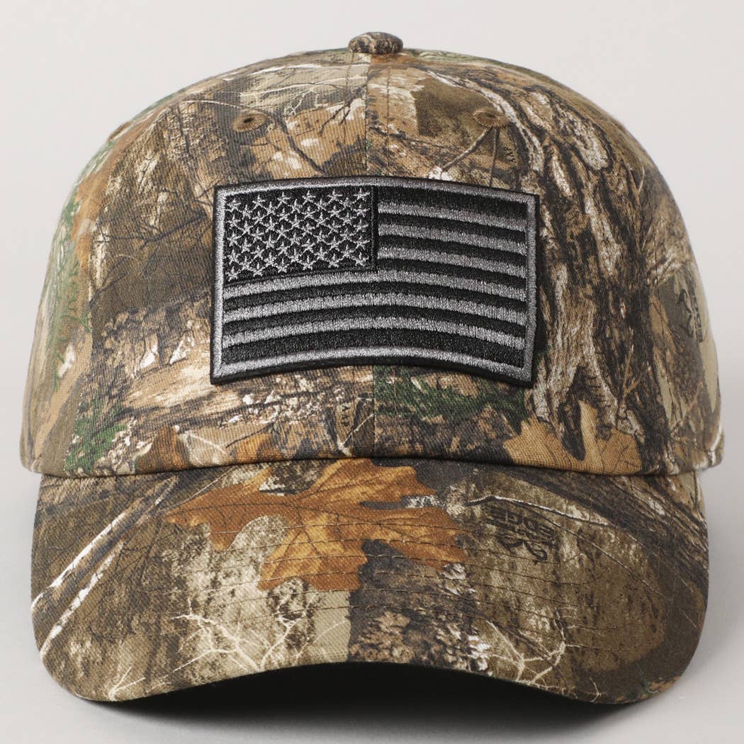 USA Flag Embroidery Patch Camo Cap