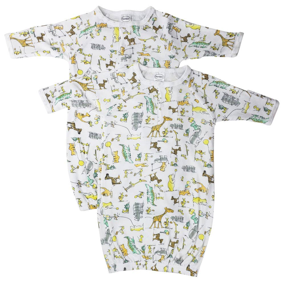 2 Pack - Infant Gowns - Crocodile Print