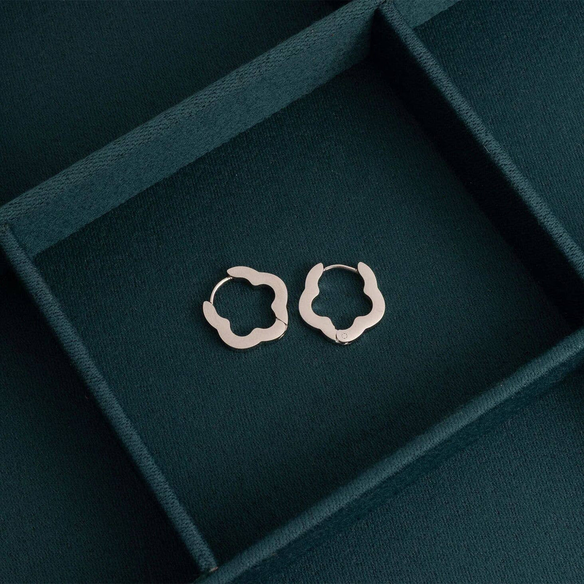 18K Gold PVD Stainless Steel Flower Huggie Earrings