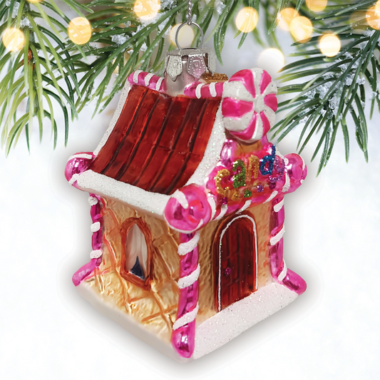 Sweet Treat Cottage Candy Lane House Glass Ornament