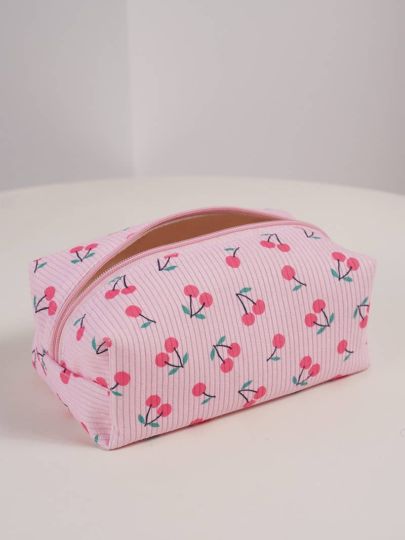 STRAWBERRY WESTERN BOW MAKEUP COSMETIC POUCH BAG