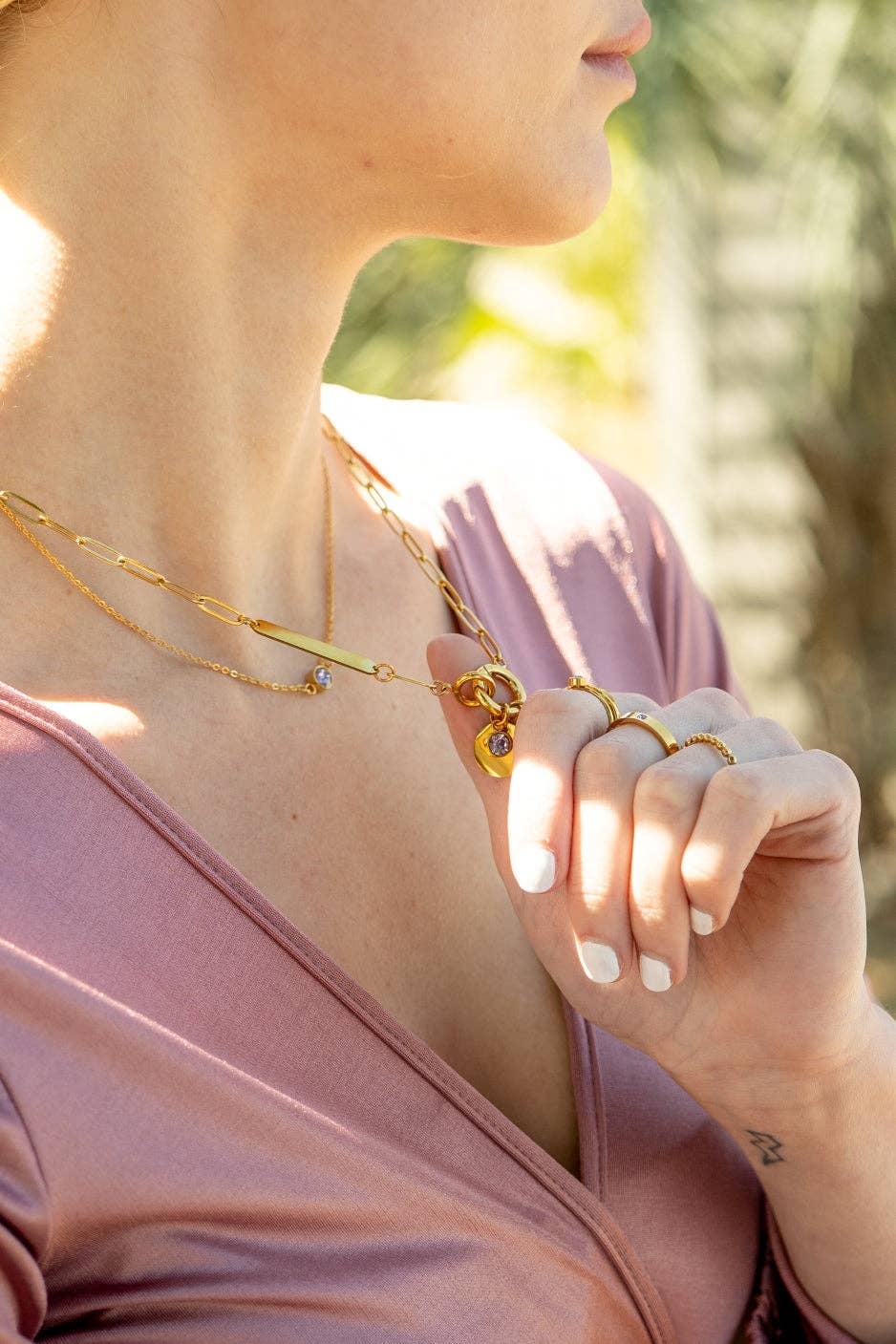 18K Gold PVD Engravable Paperclip Charm Holder Necklace