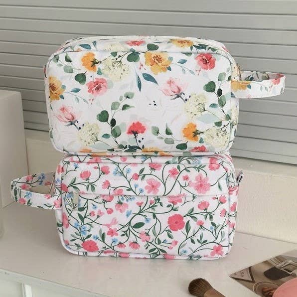 BOTANICAL FLORAL COSMETIC POUCH BAG