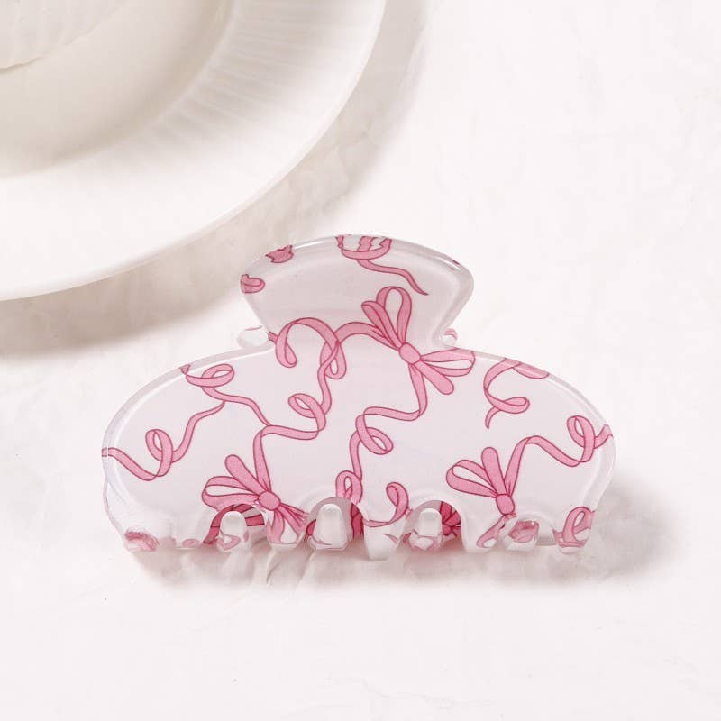 JUMBO BOW FLORAL HAIR CLAW CLIPS