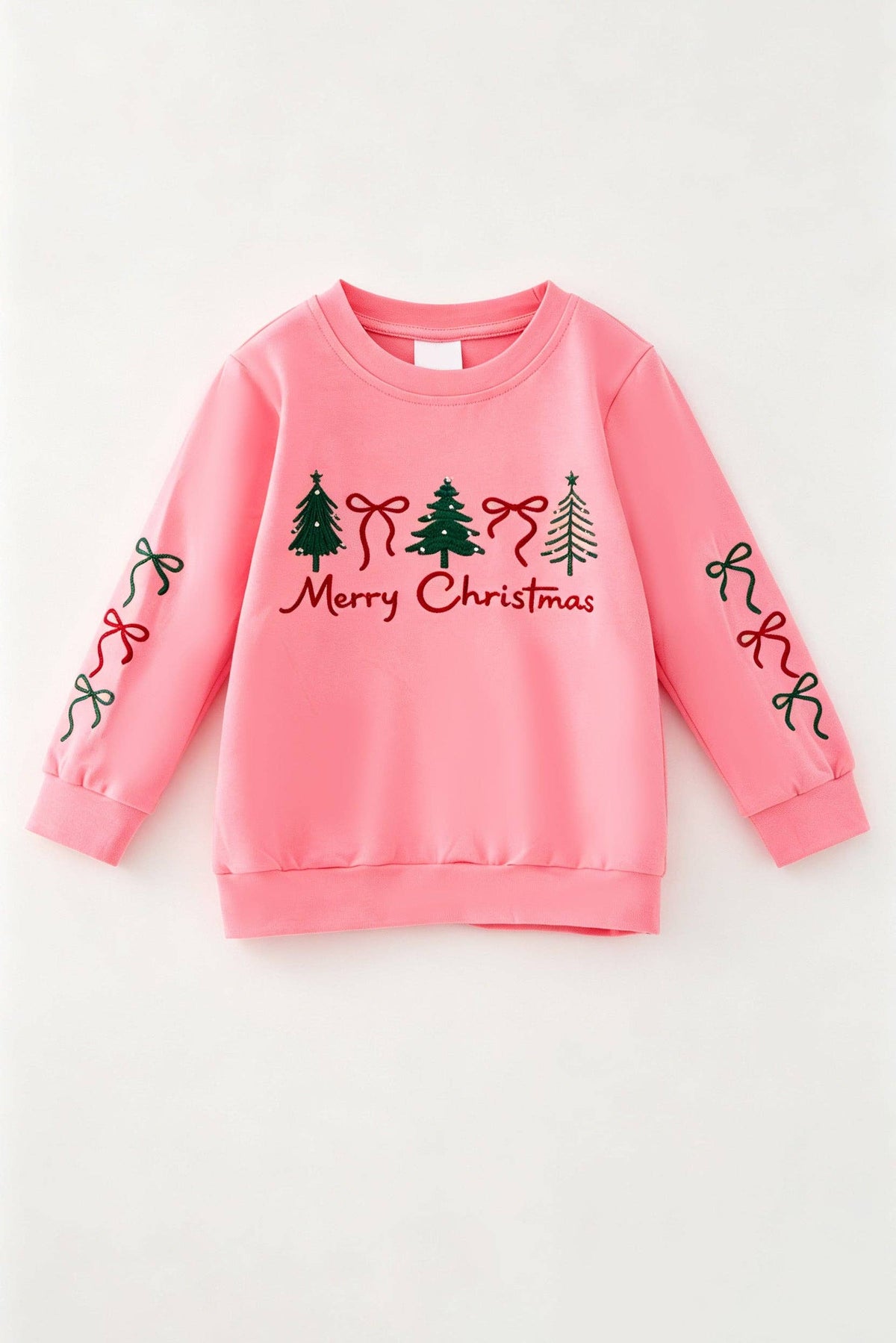 Pink Christmas embroidered sweatshirt