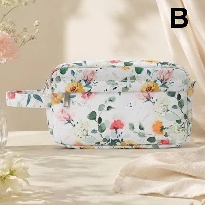 BOTANICAL FLORAL COSMETIC POUCH BAG