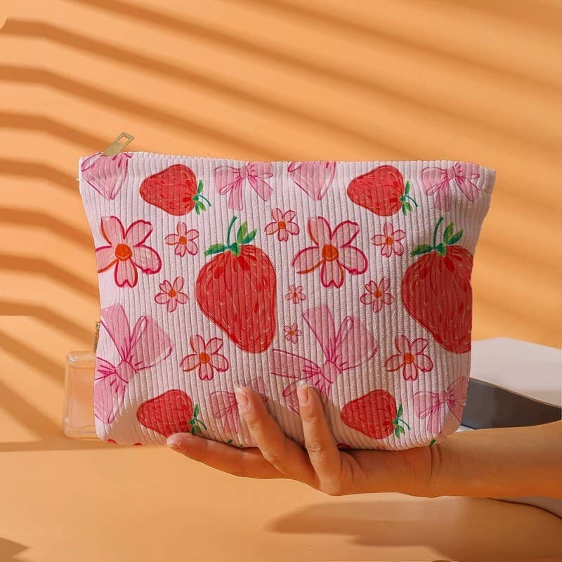 TRAVEL BOW CHERRY COSMETIC MAKEUP POUCH BAG