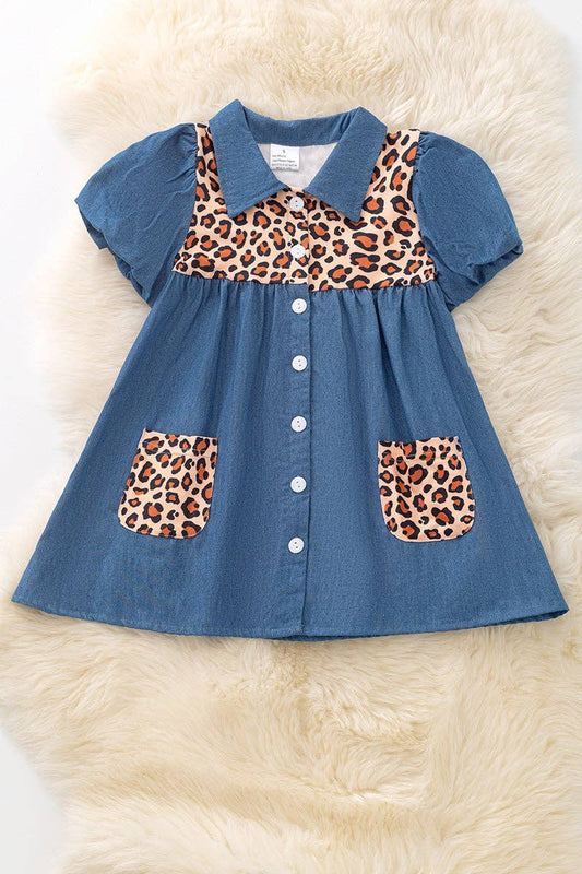 Cheetah printed button up dress