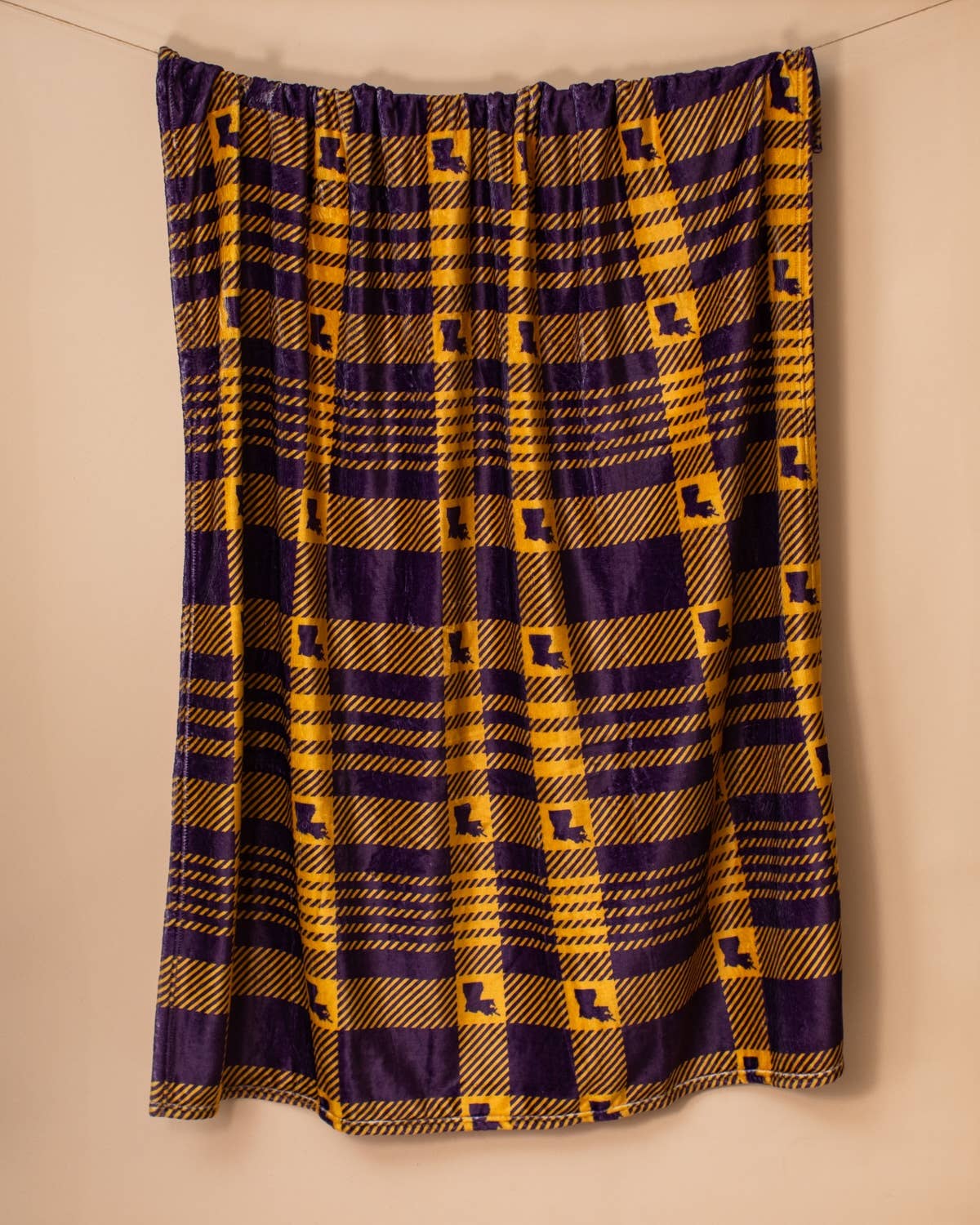 Louisiana Plaid Throw   Purple/Yellow   50x60