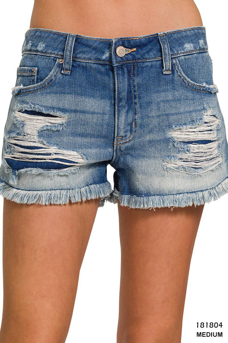 Frayed Hem Denim Shorts
